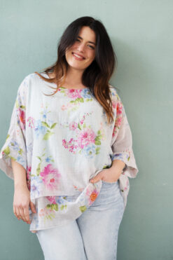 Eveliina tunika - vaaleansini/valkoinen