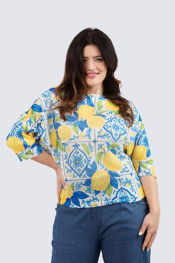 Carmela print neule - sitruuna