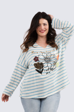 Spring stripe neule - Turkoosi