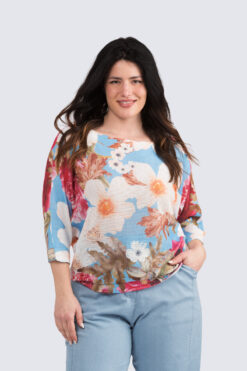 Carmela print neule - pionit