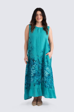 Rose pellavamekko- jaden vihreä