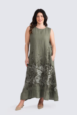 Rose pellavamekko- oliivi