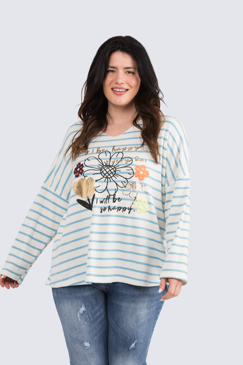 Spring stripe neule - Turkoosi - Image 2