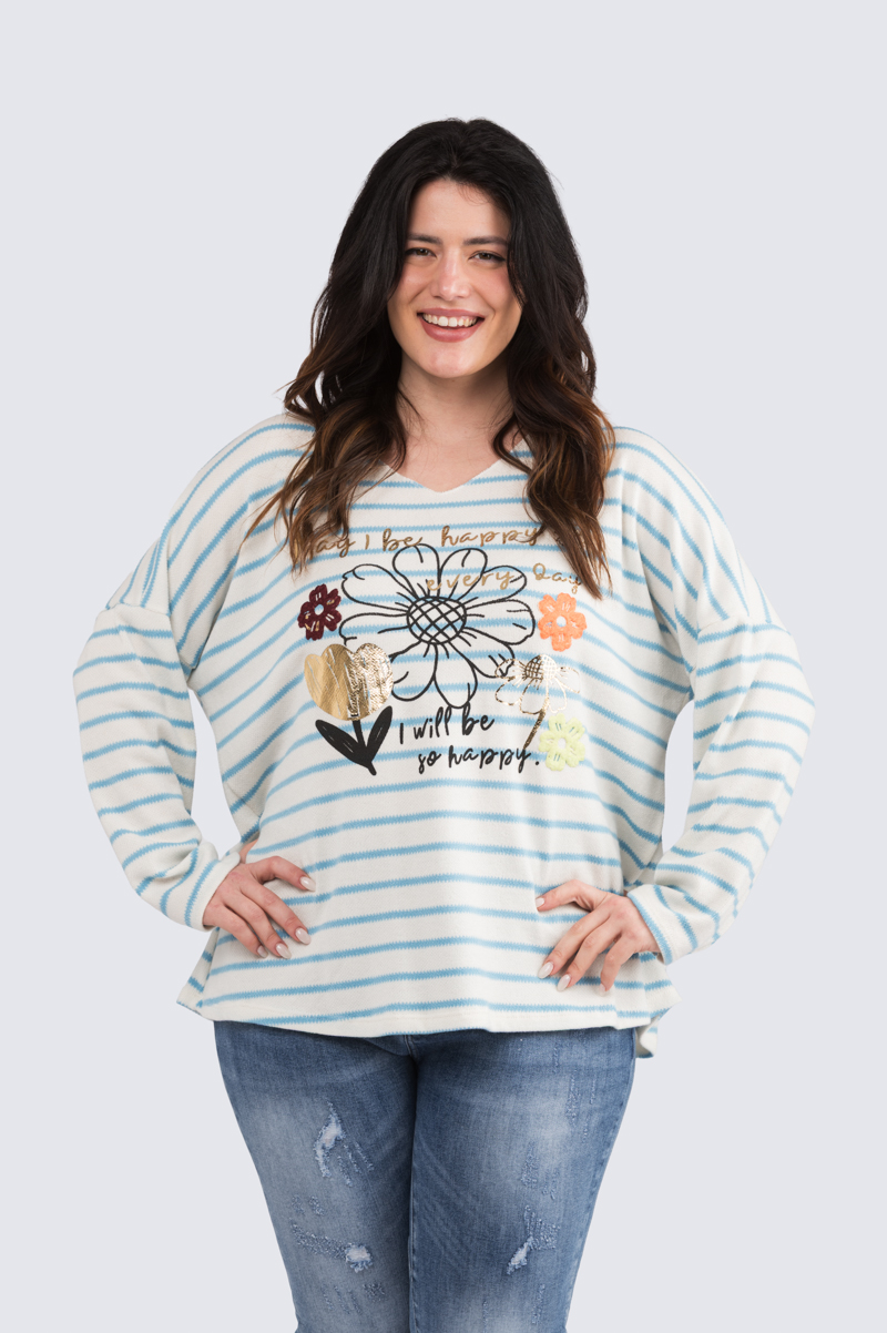 Spring stripe neule - Turkoosi