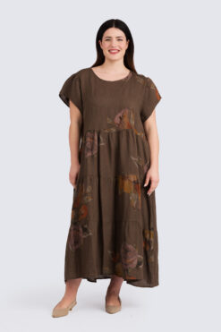 Aino pellavamekko - ruskea