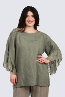 Aino pellavapusero - oliivi