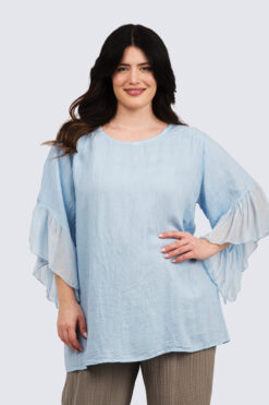 Aino pellavapusero - vaaleansininen