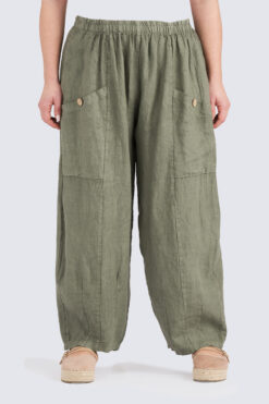 Annika pellavahousut - oliivi