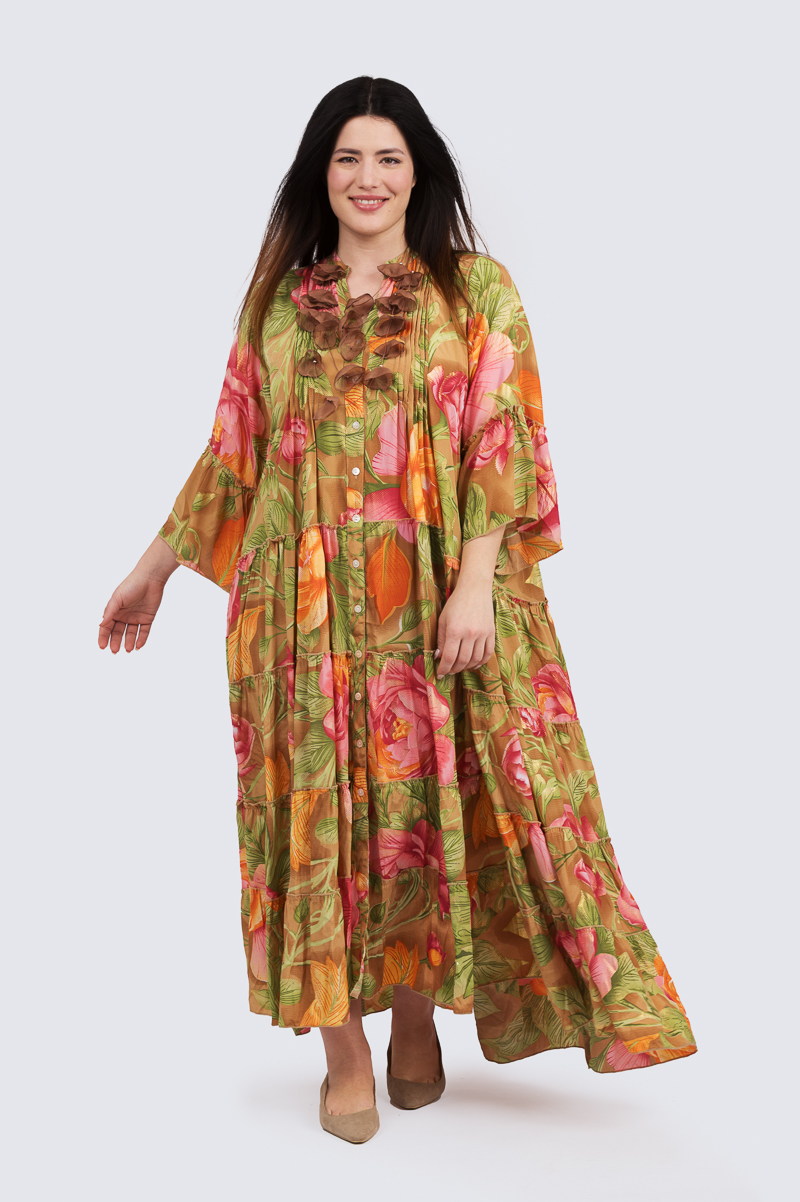 Collina pitkä mekko- beige/pinkki - Image 2