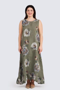 Morena pellavamekko- oliivi