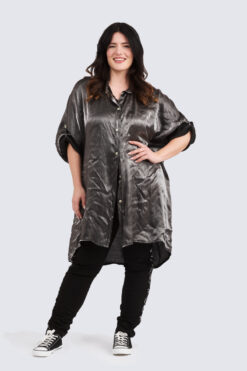 Satiini pitkä paitis - musta