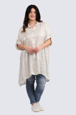 Satiini pitkä paitis - luonnon valkoinen