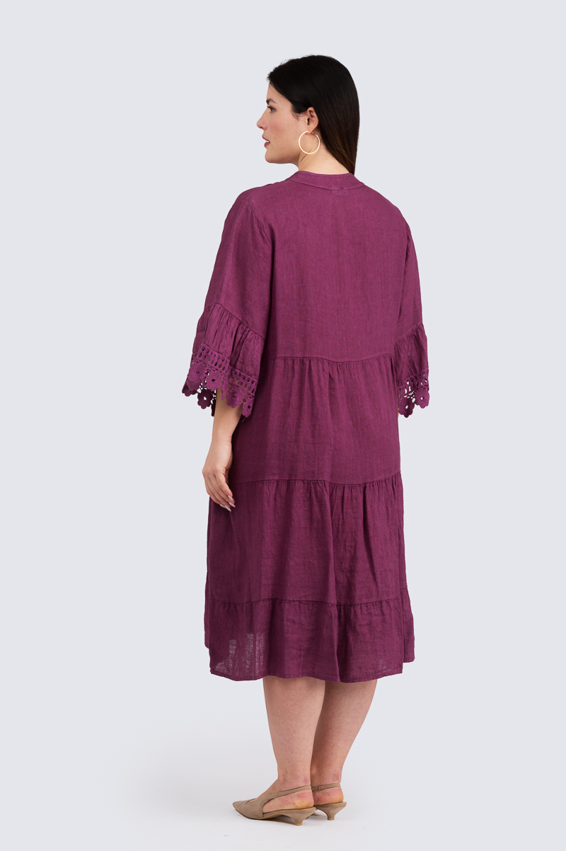 Alba pellavamekko - luumunpunainen - Image 4