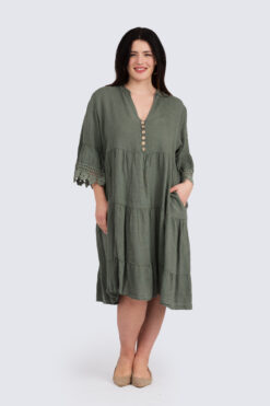 Alba pellavamekko - oliivi