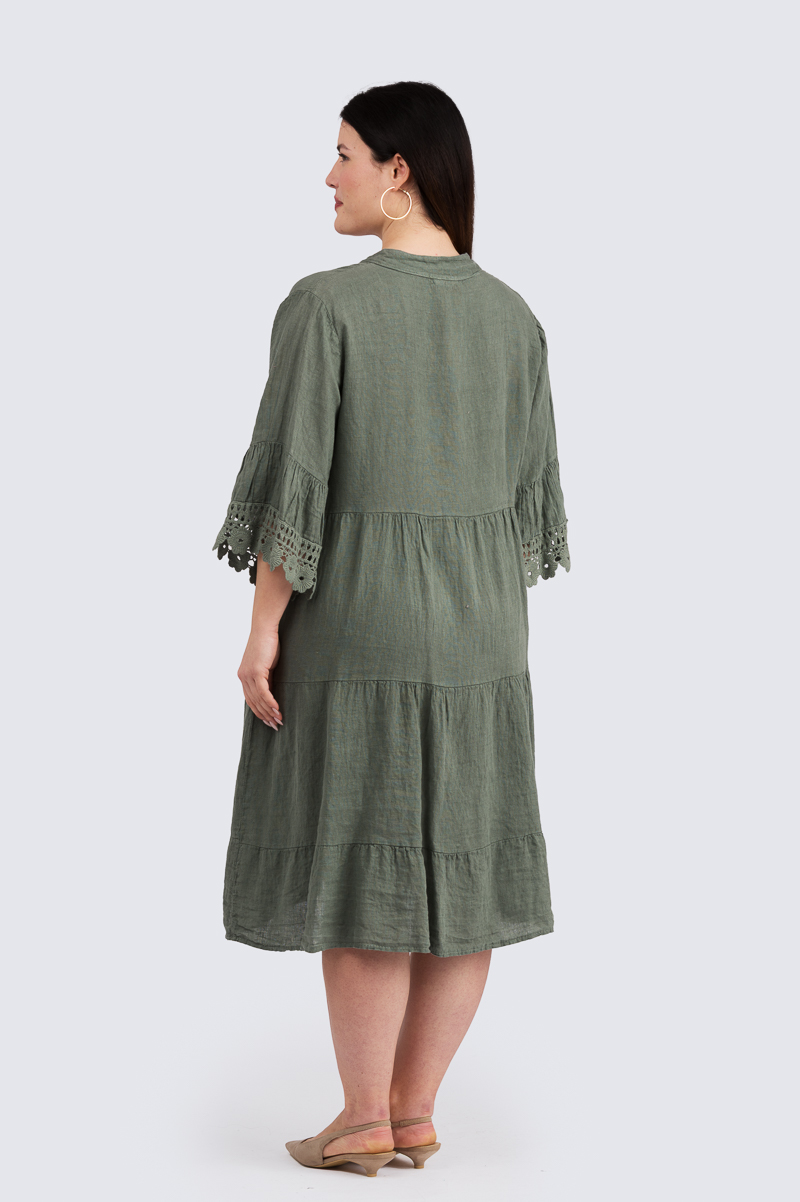 Alba pellavamekko - oliivi - Image 3