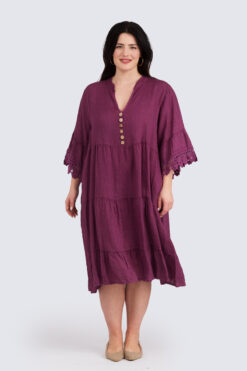 Alba pellavamekko - luumunpunainen