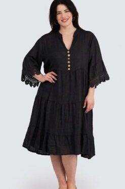 Alba pellavamekko - musta