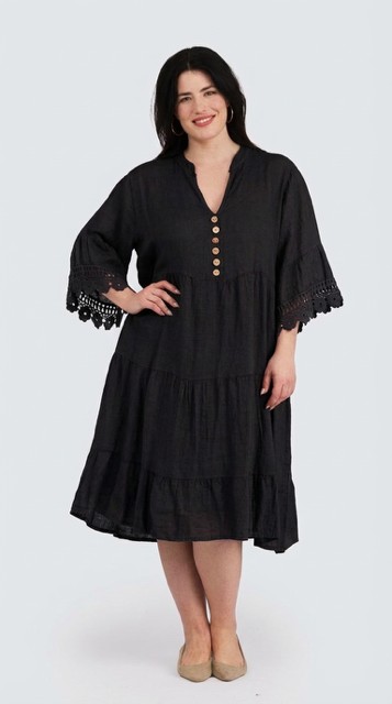 Alba pellavamekko - musta