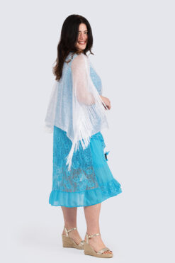 Paljettiponcho-valkoinen