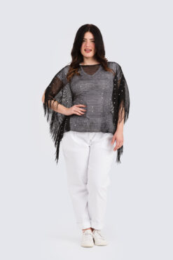 Paljettiponcho-musta