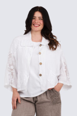 Peppi pellavatakki- valkoinen