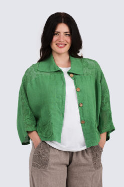 Peppi pellavatakki- vihreä