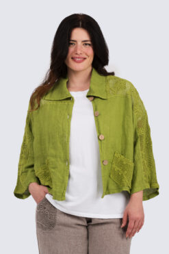 Peppi pellavatakki- pistaasi