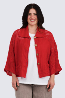 Peppi pellavatakki- punainen