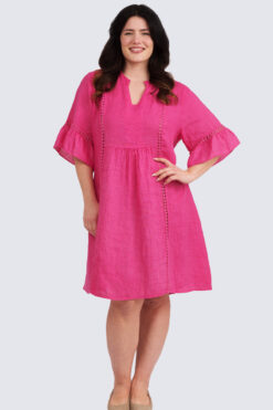 Rosalinda pellavamekko - pinkki