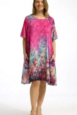 Pitkä tunika print-fuksia