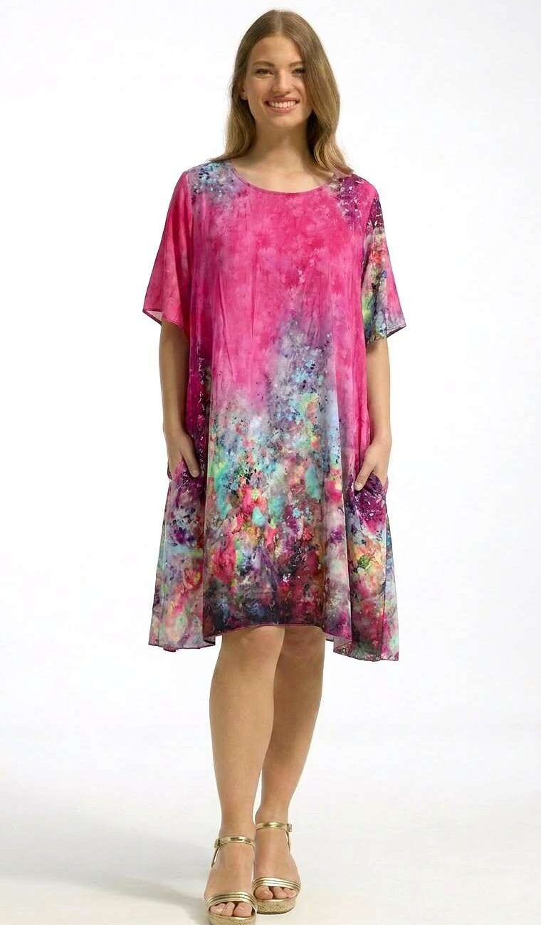 Pitkä tunika print-fuksia