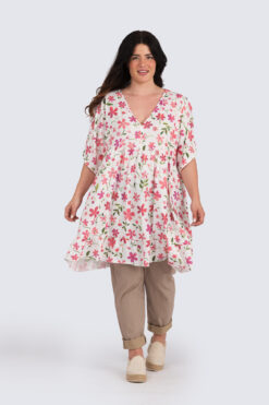 3XL tunika - koralli kukka