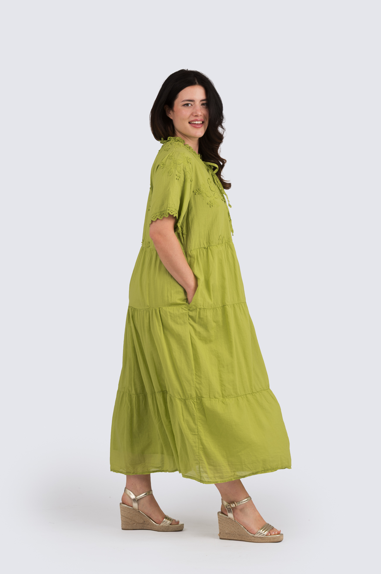 Sophia puuvillamekko- limen vihreä - Image 2