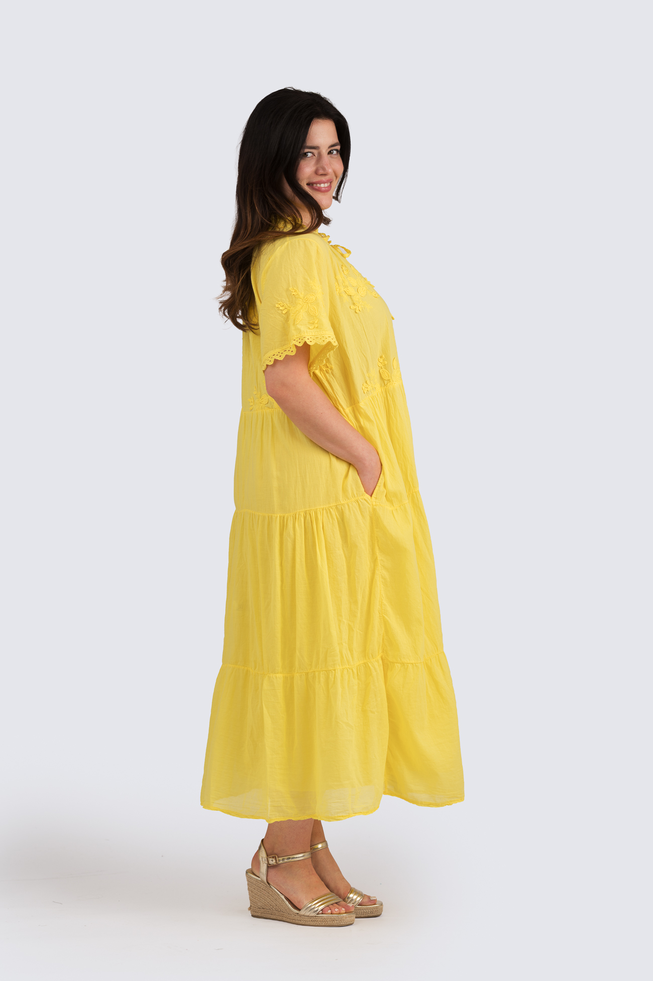 Sophia puuvillamekko- keltainen - Image 4