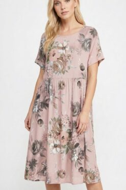 Elvi kukkaviskoosi mekko -roosa