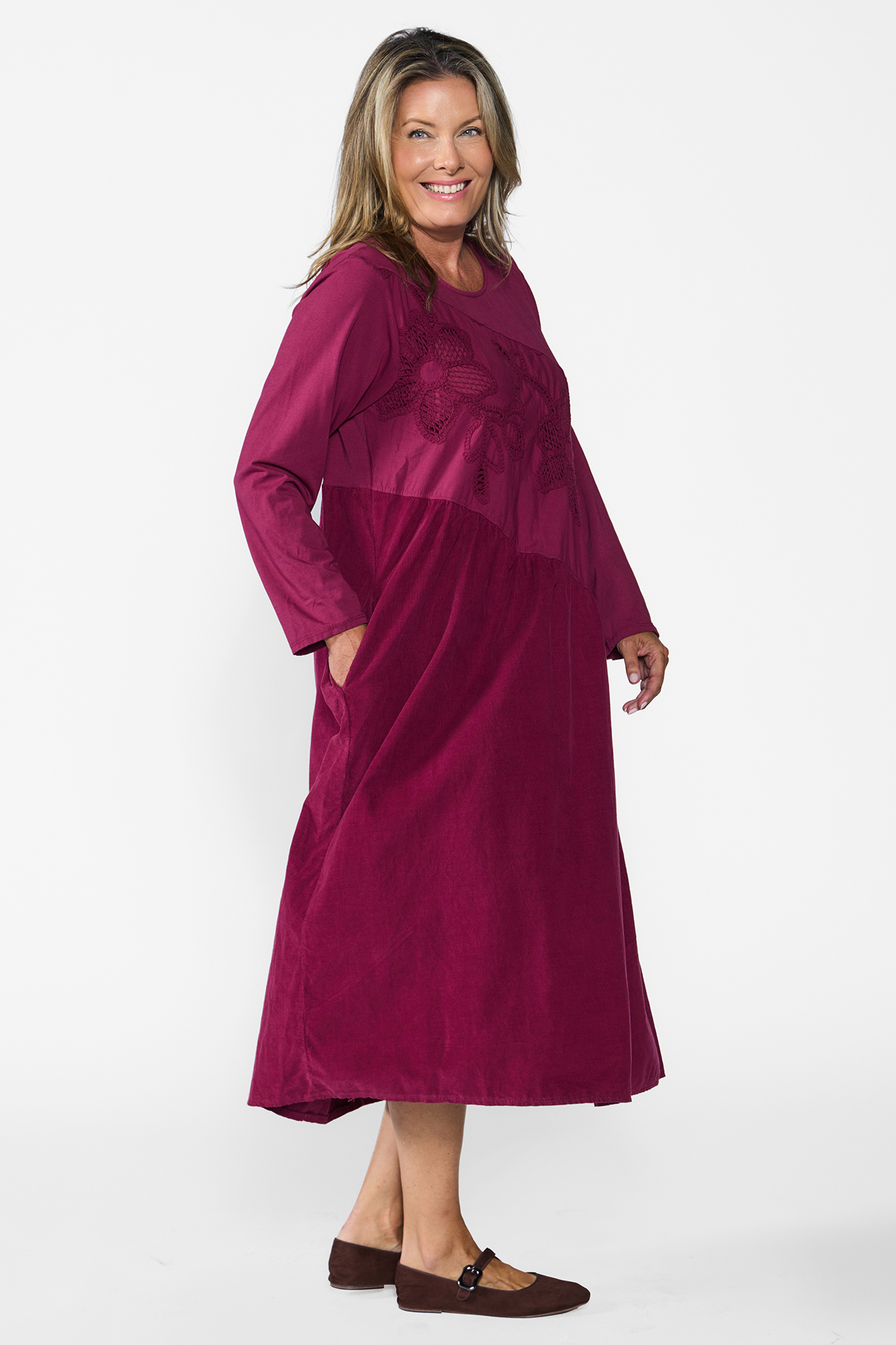 Ilaria samettimekko - viininpunainen - Image 2