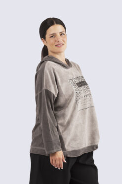 Leopardi print huppari - harmaa