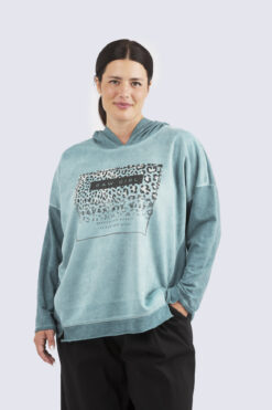 Leopardi print huppari - turkoosi