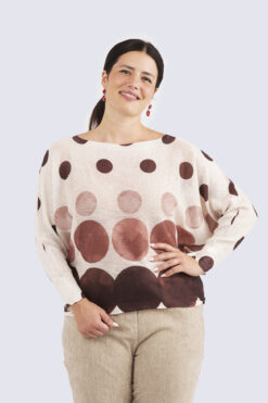 Carmela print neule - Pallo- luonnon valkoinen