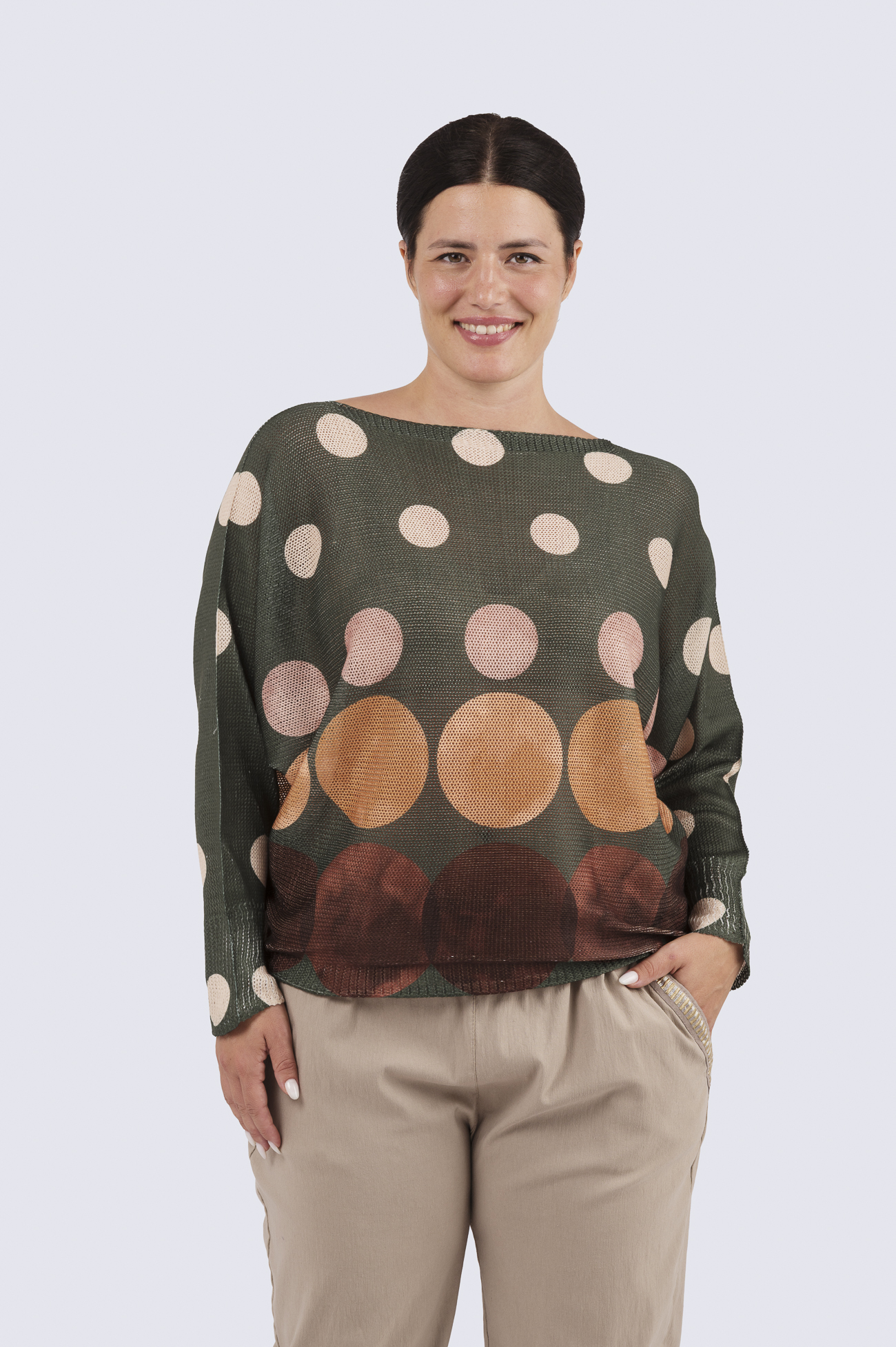 Carmela print neule - Pallo- vihreä