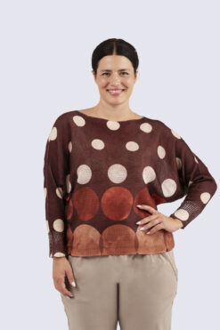Carmela print neule - Pallo- ruskea