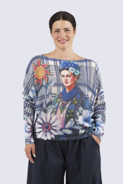 Carmela print neule - Frida- sininen