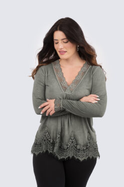 Lace dream trikoopusero- oliivi