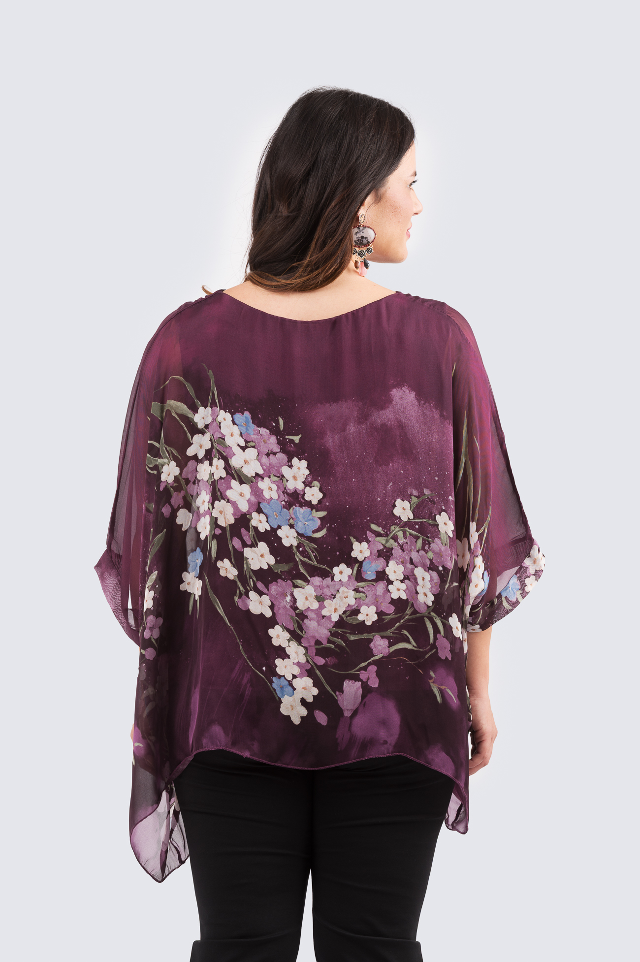 Silk poncho - sakura- luumu - Image 4