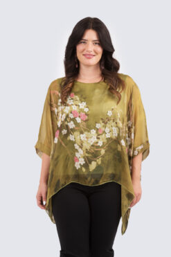 Silk poncho - sakura-pistaasi