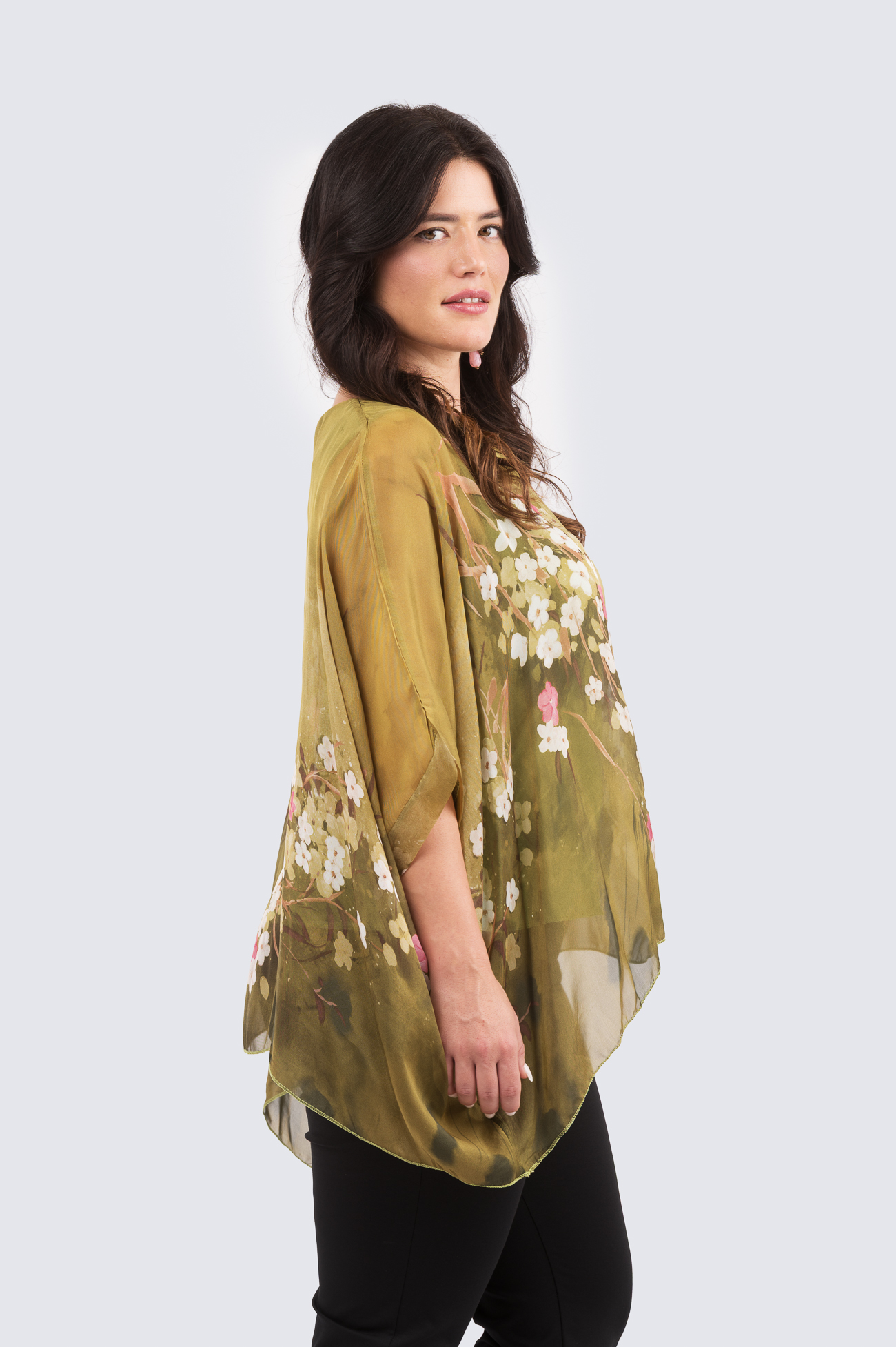 Silk poncho - sakura-pistaasi - Image 2