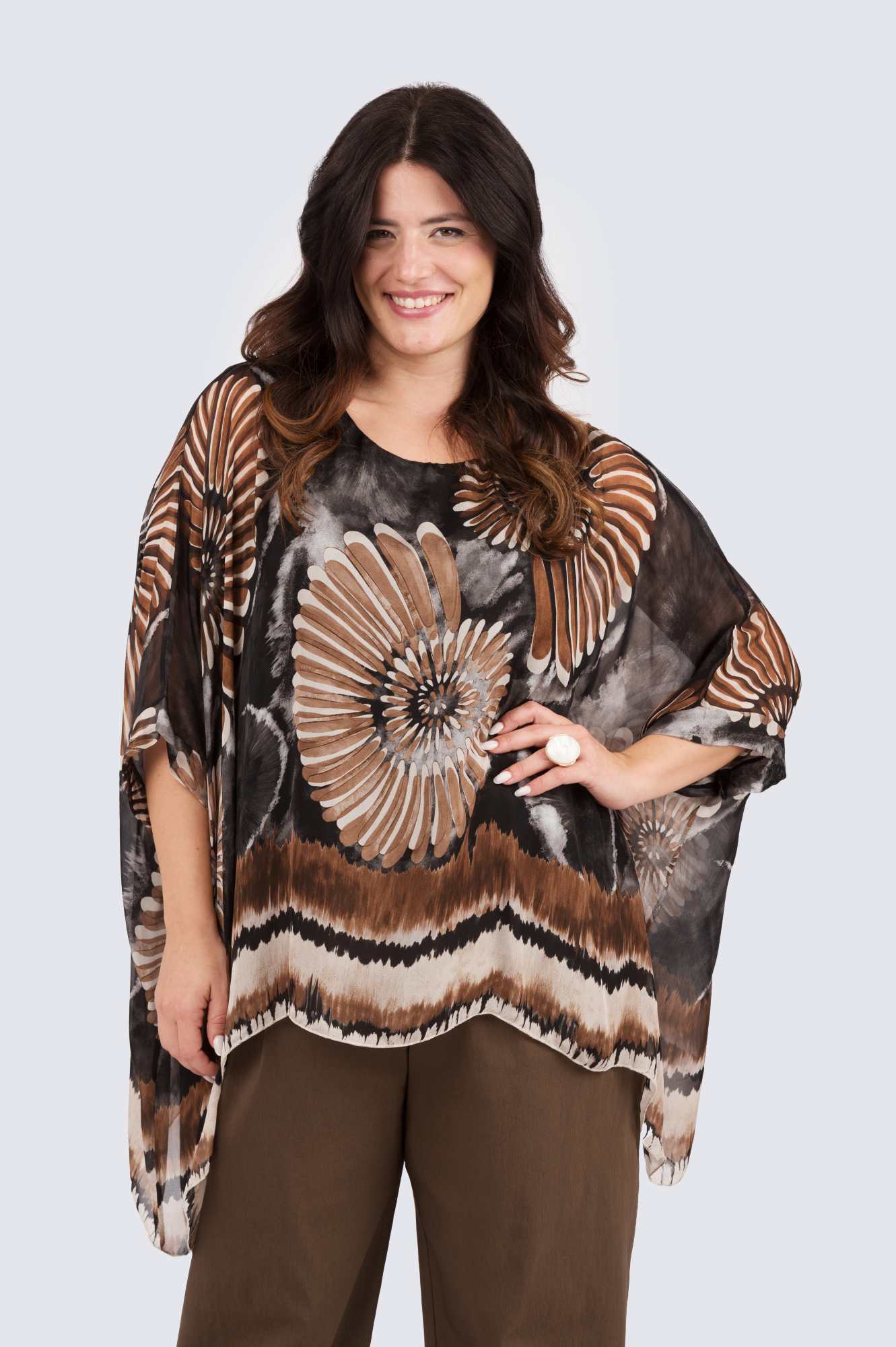 Silk poncho - Petra-musta