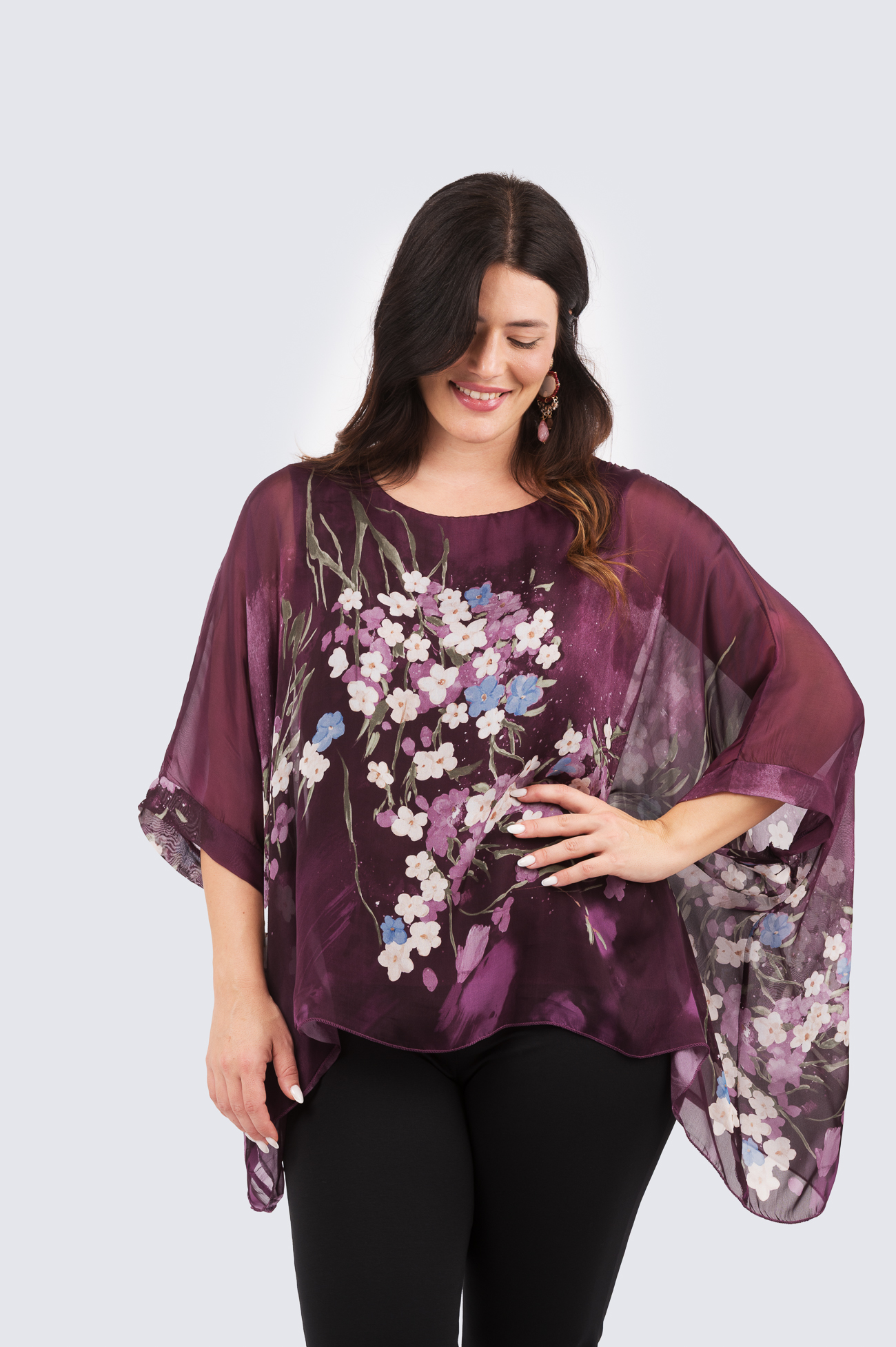 Silk poncho - sakura- luumu - Image 2