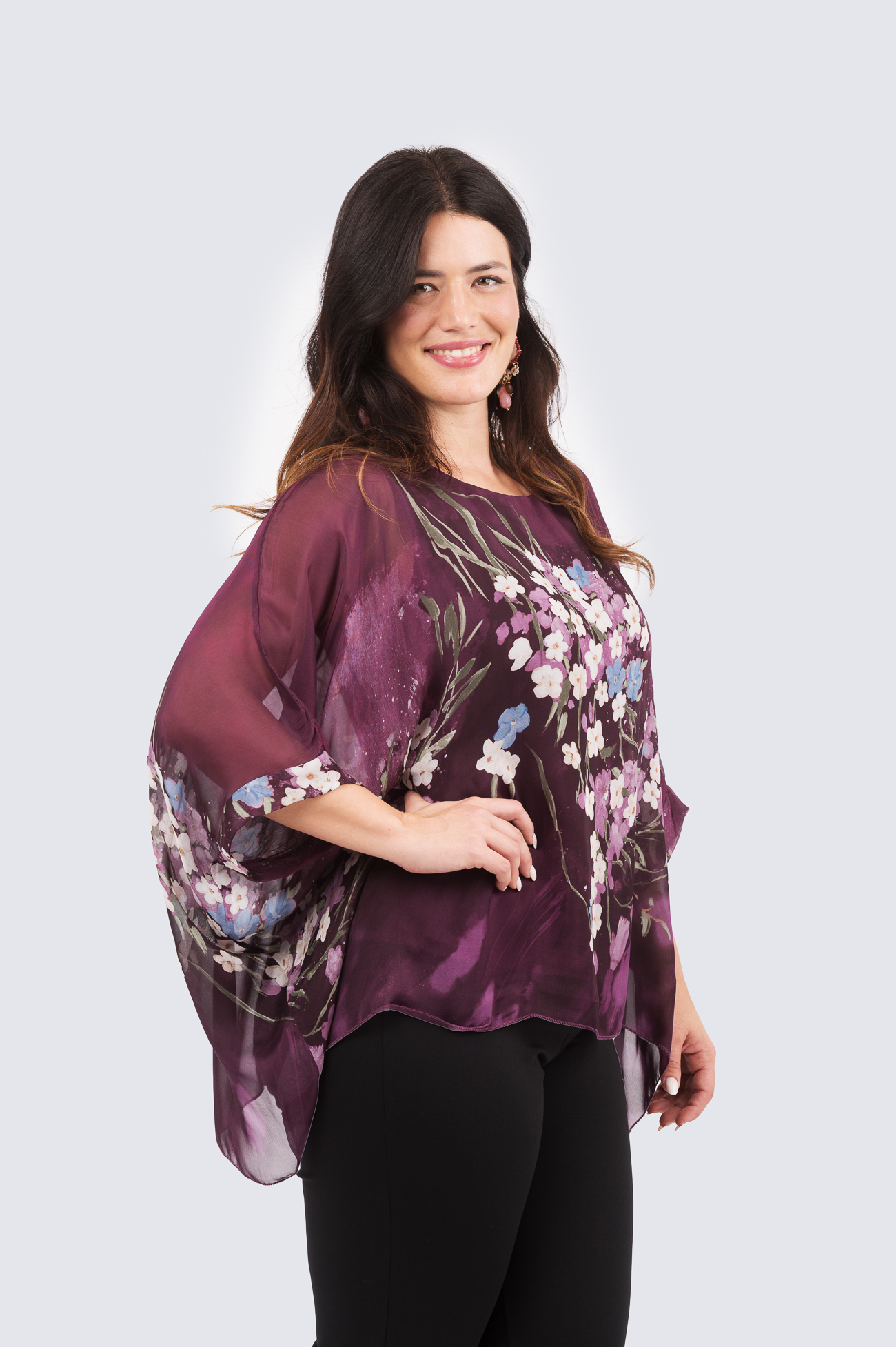 Silk poncho - sakura- luumu - Image 3