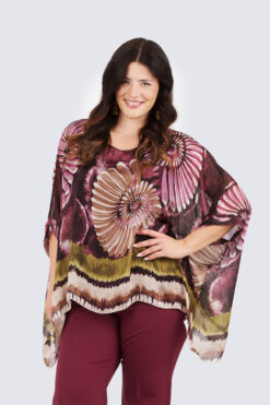 Silk poncho - Petra-viininpunainen